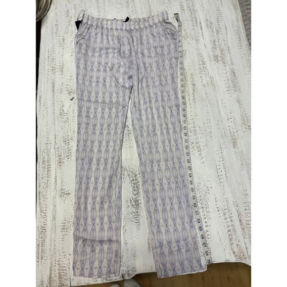 Joe's Vivian Silk Straight Pants White Violet Geometric Women's Size S - Picture 1 of 1